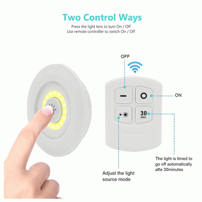 Remote Control LED Puck Lights (3 Pack) – Wireless Tap Light for Closet