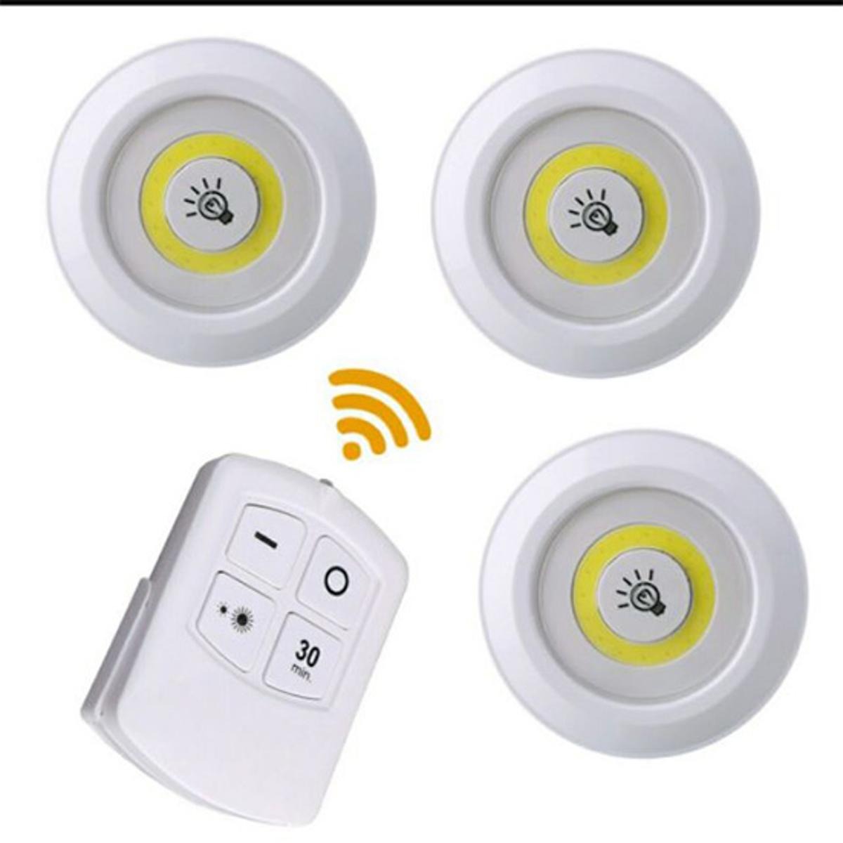 Remote Control LED Puck Lights (3 Pack) – Wireless Tap Light for Closet