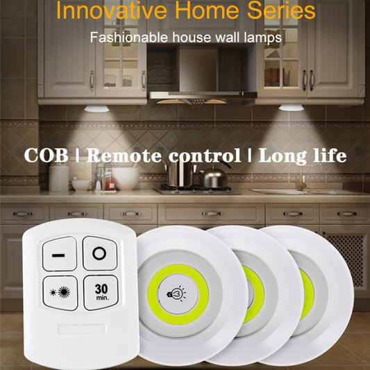 Remote Control LED Puck Lights (3 Pack) – Wireless Tap Light for Closet