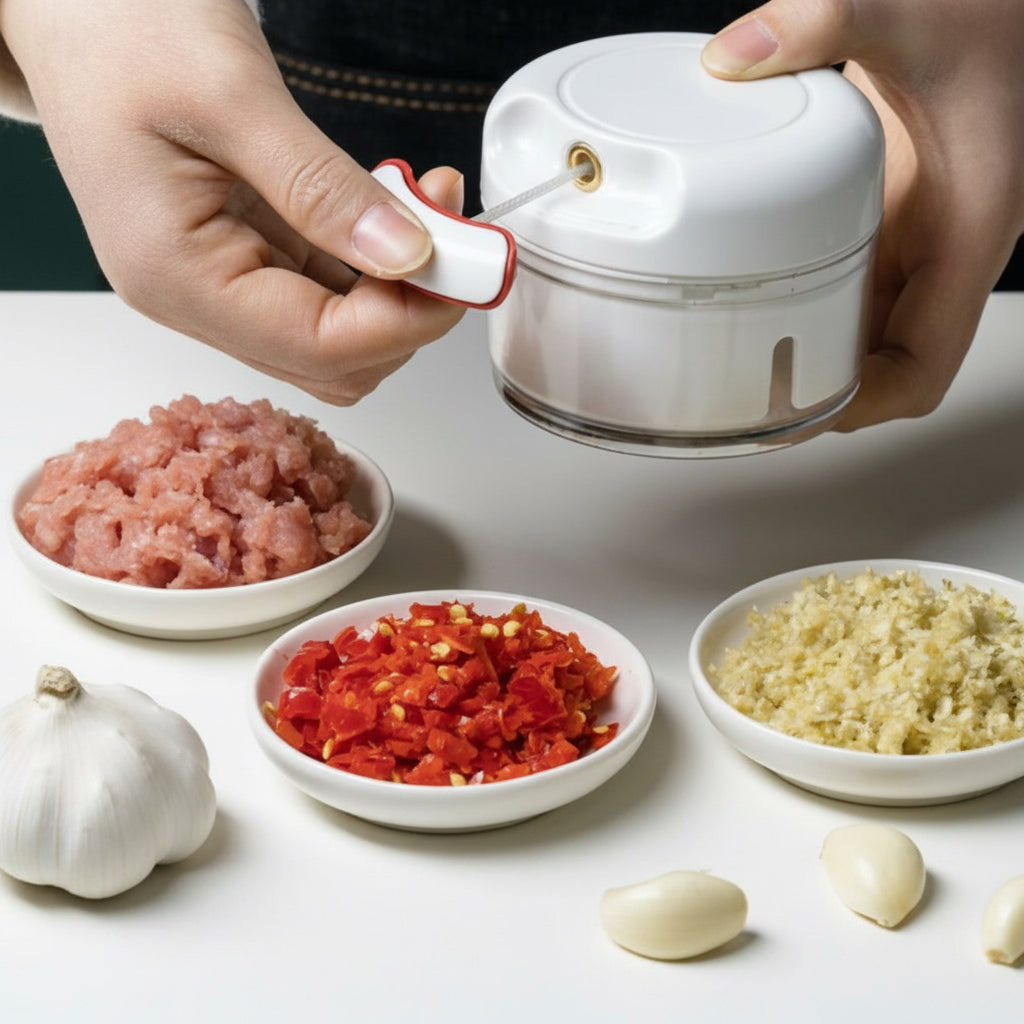 Mini Speedy Garlic & Vegetable Chopper – Manual Hand-Pull Food Processor