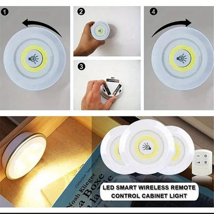 Remote Control LED Puck Lights (3 Pack) – Wireless Tap Light for Closet