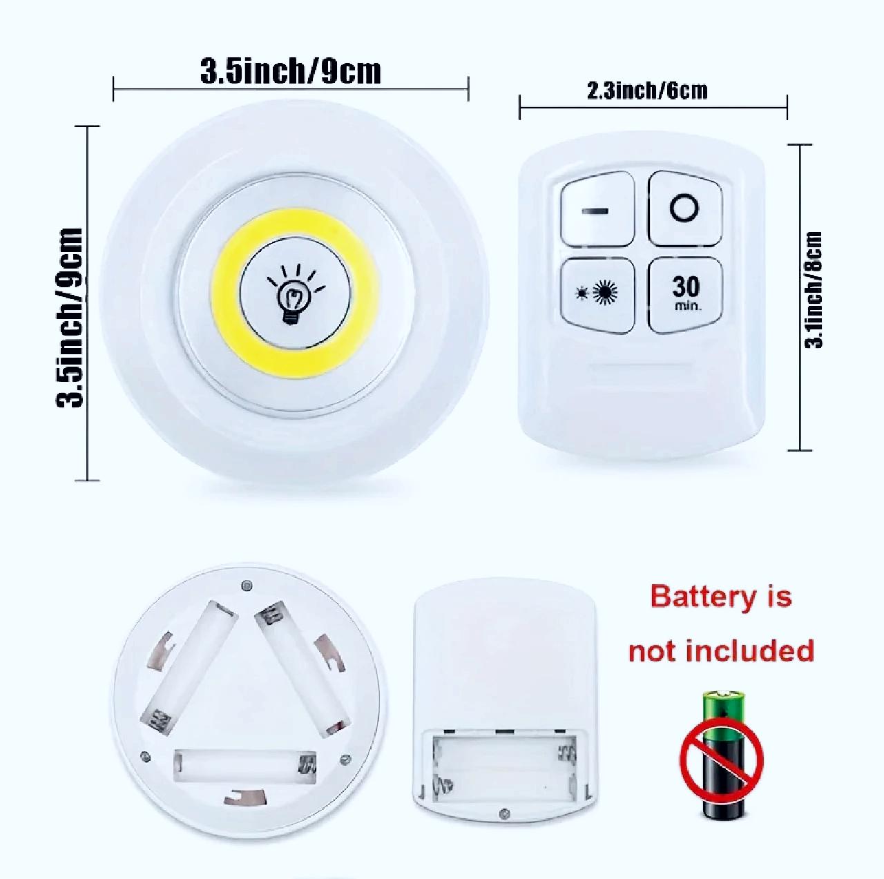Remote Control LED Puck Lights (3 Pack) – Wireless Tap Light for Closet